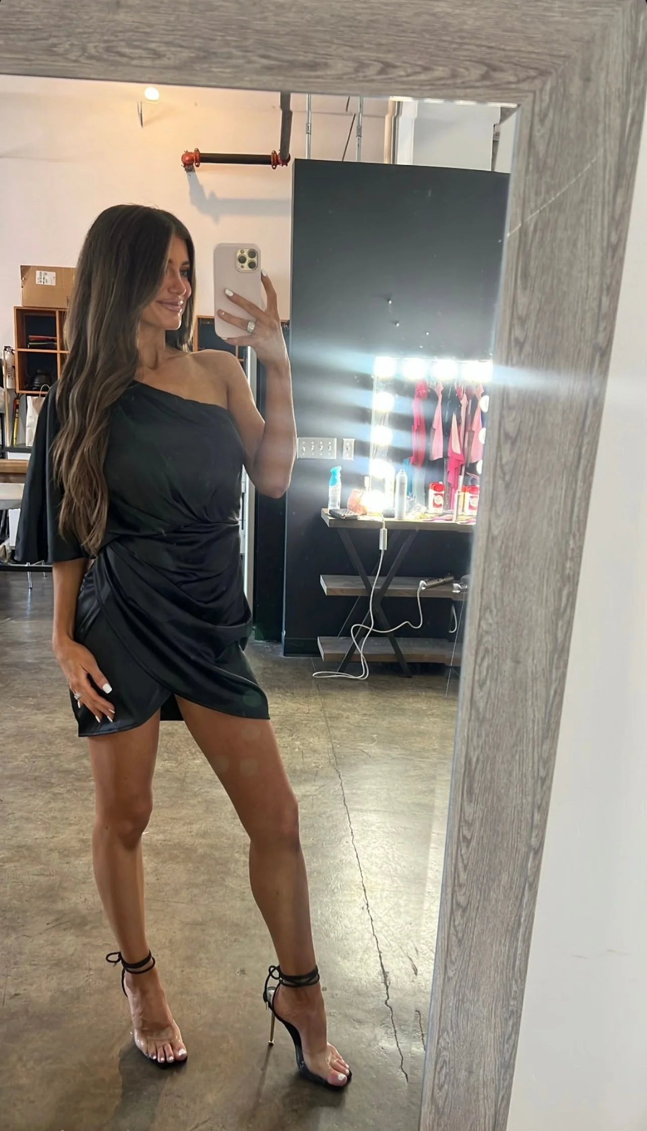 Jamie Satin Mini Dress-Black