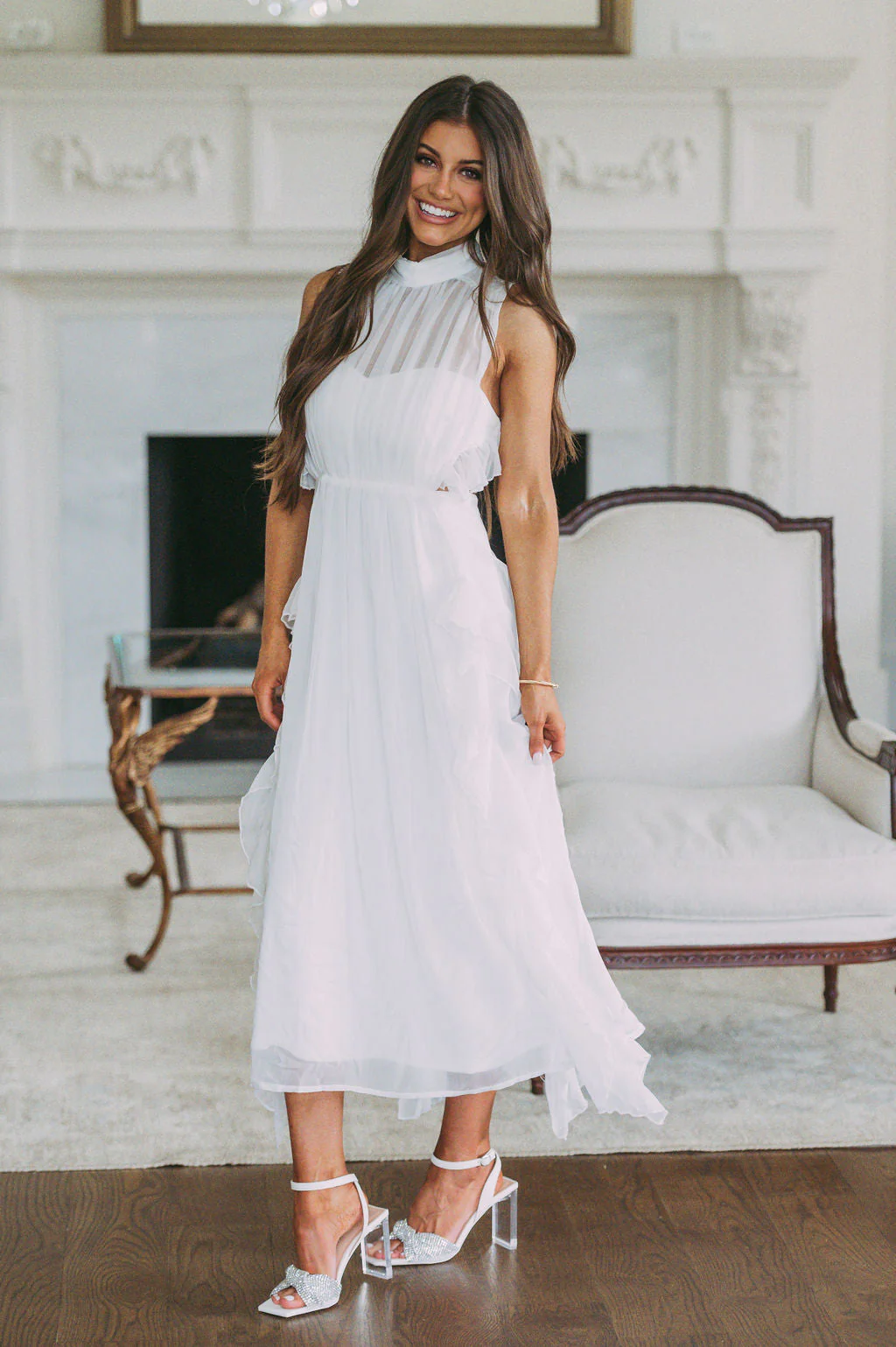 Mock Neck Layered Midi Dress