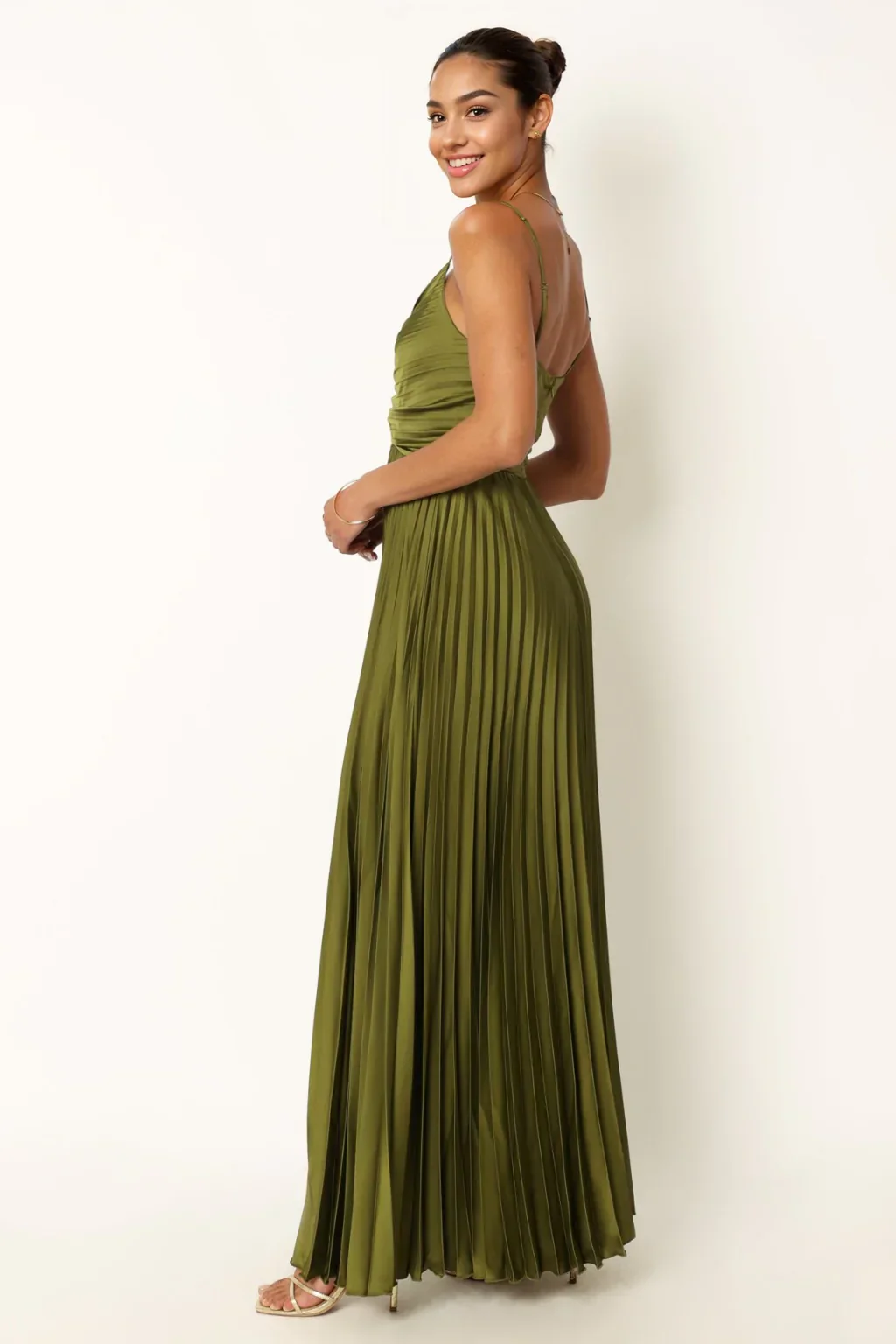 Naira Pleated Maxi Dress - Palm Green