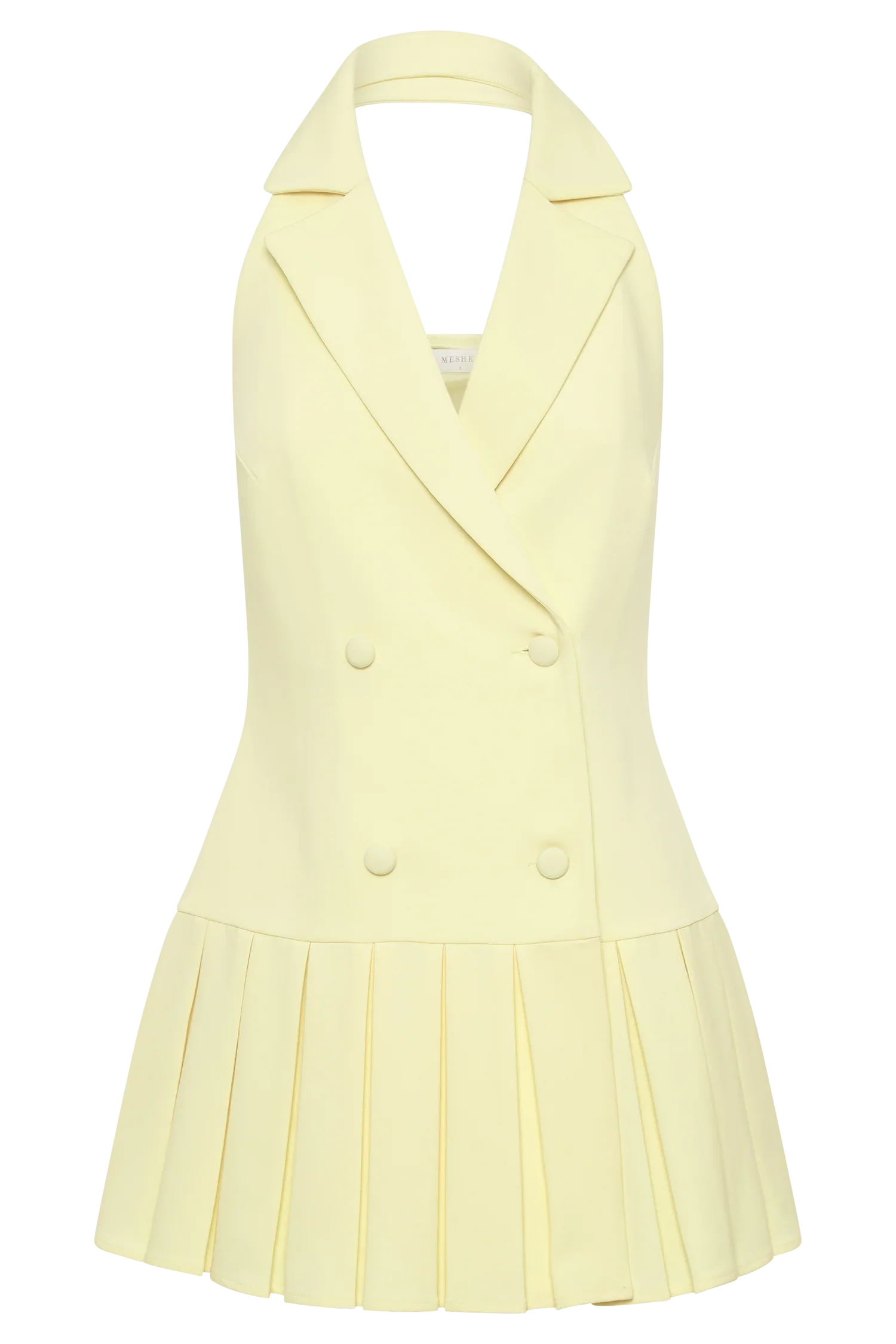 Antoinette Pleated Mini Dress - Lemon