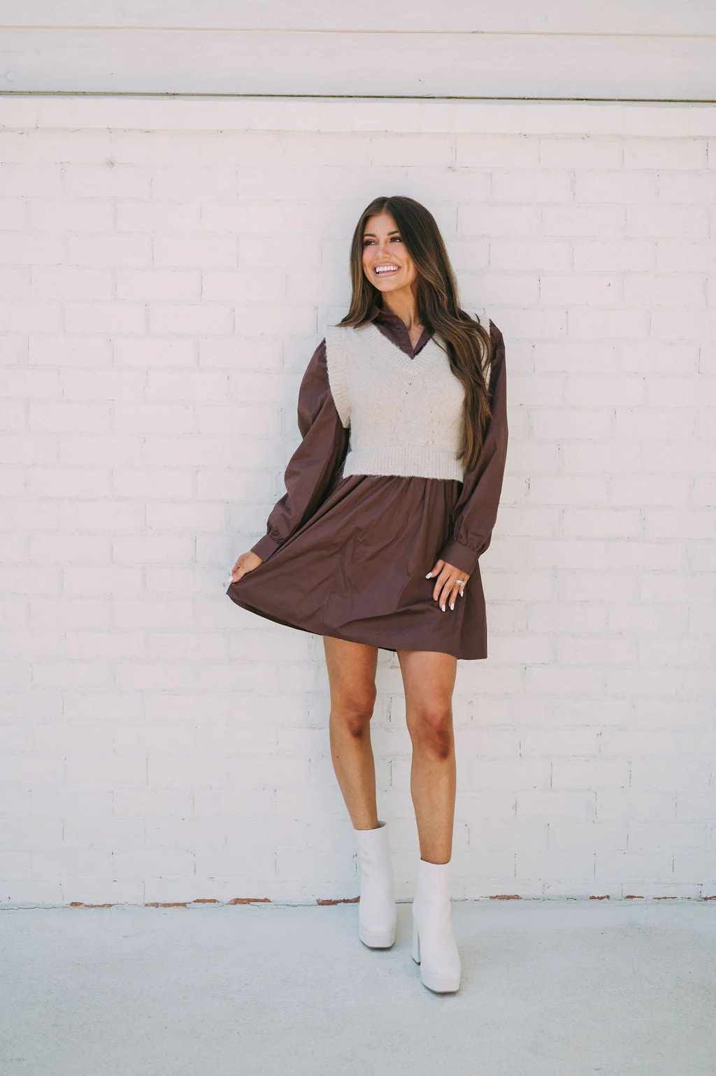 Sweater Vest Dress Chocolate