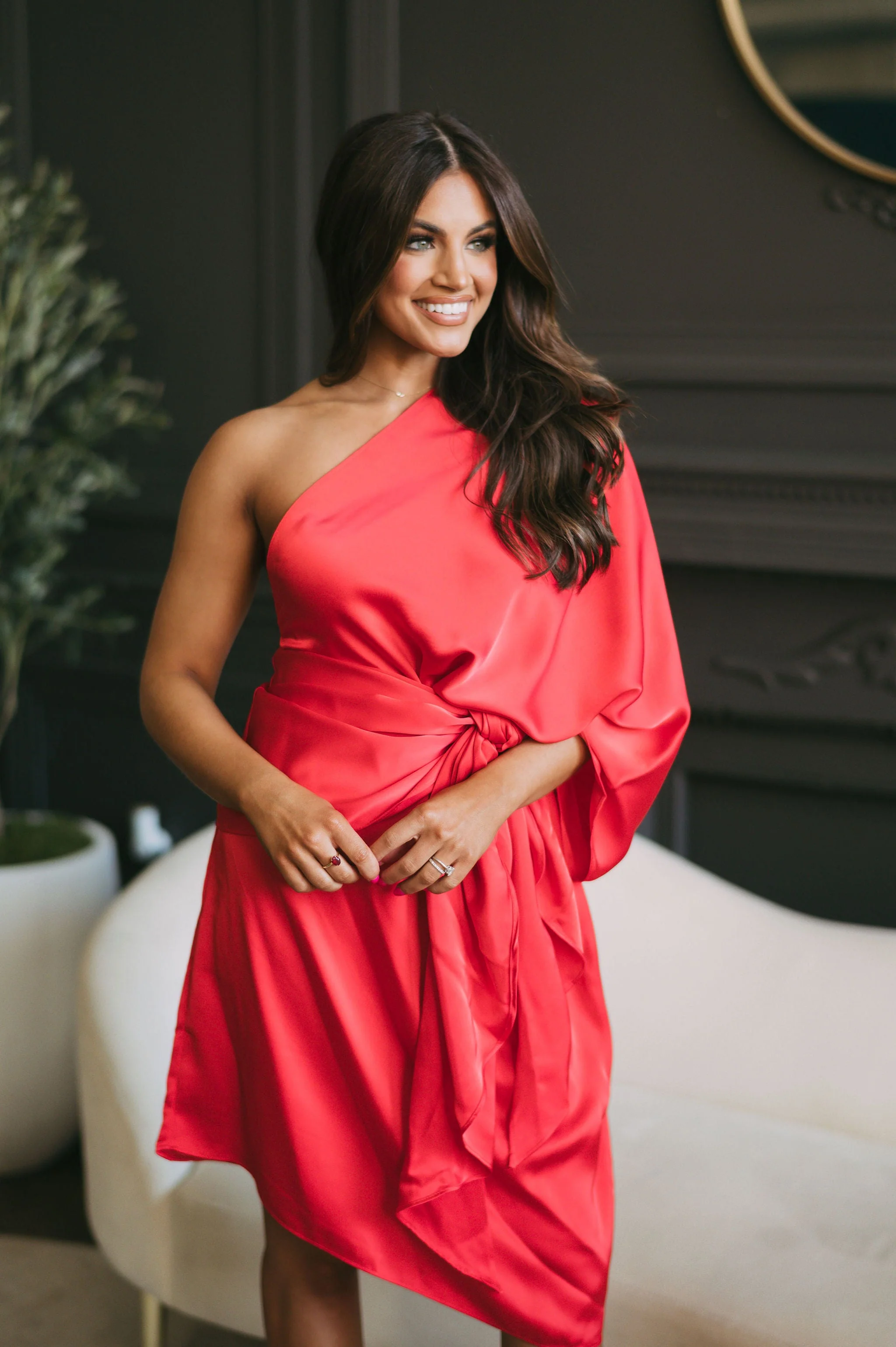 Amelia One Shoulder Dress Red