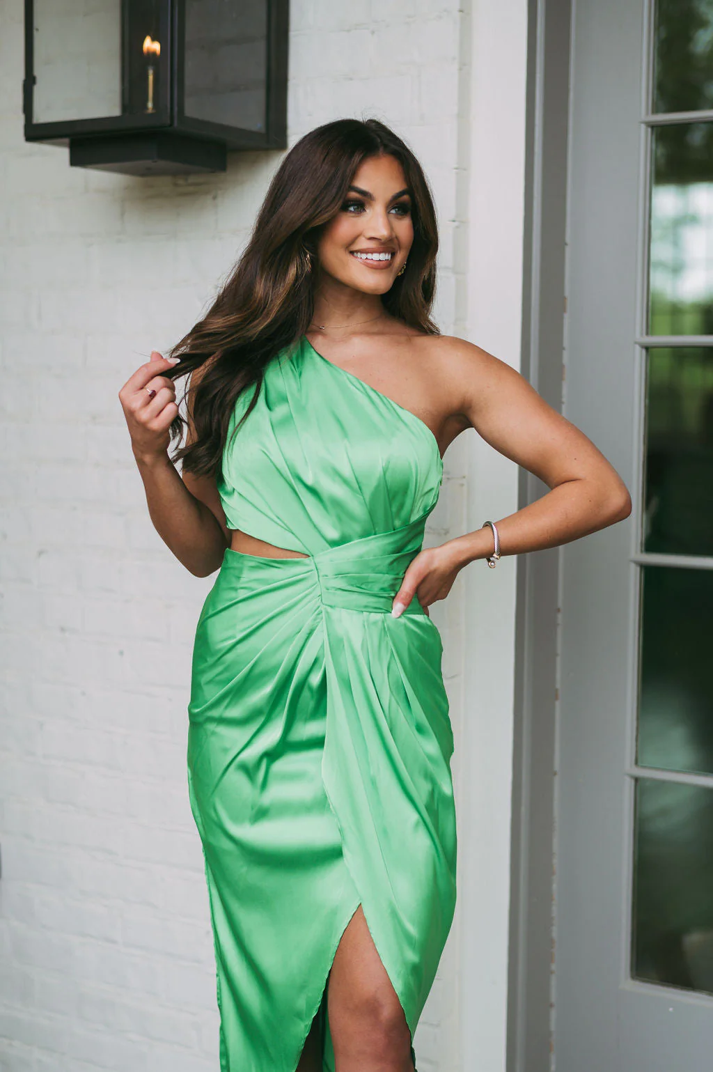 Henley One Shoulder DressGreen