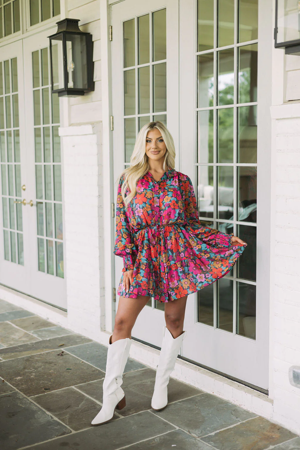 Dainty Waist Tie Floral Dress