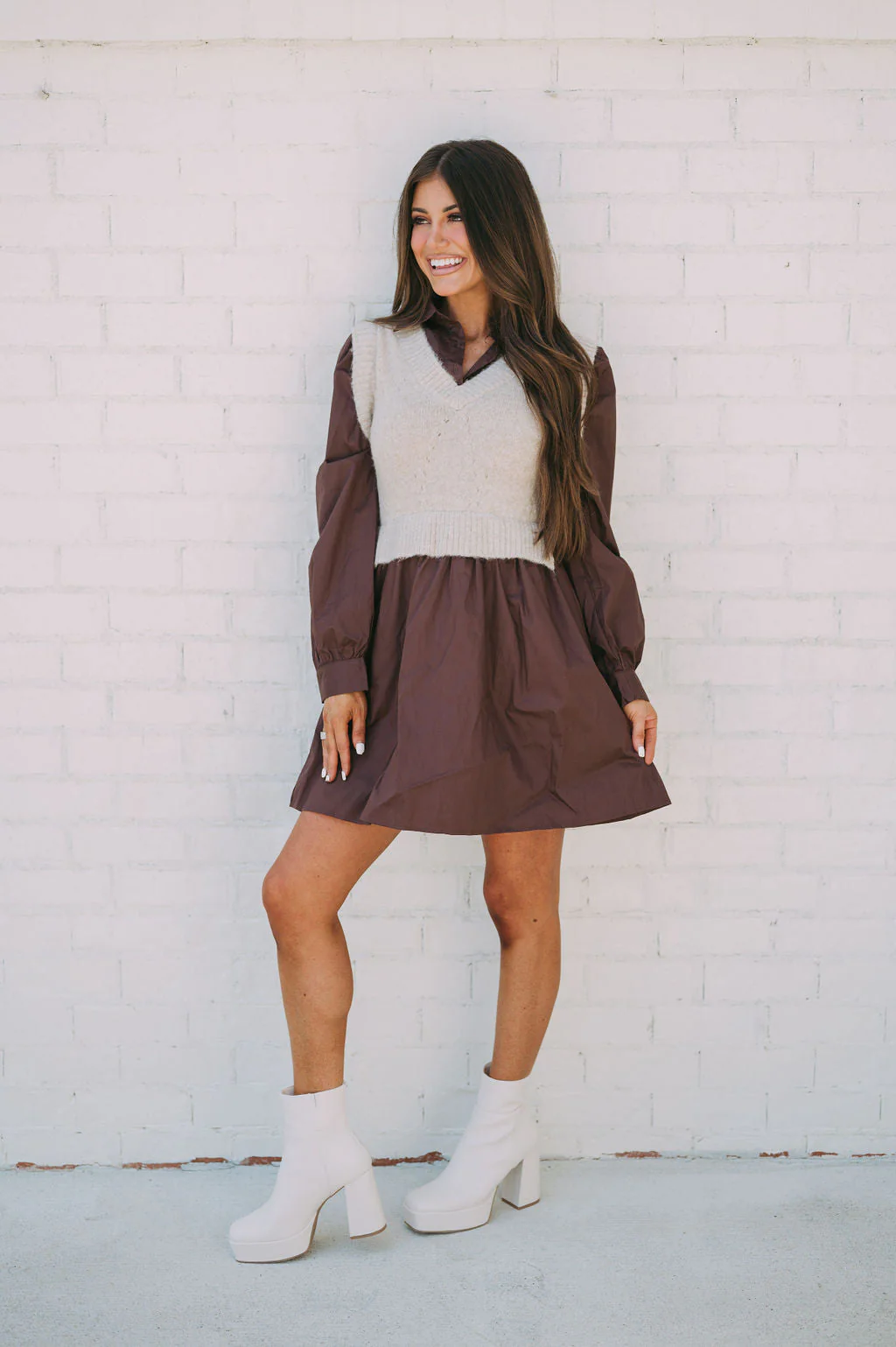 Sweater Vest Dress Chocolate