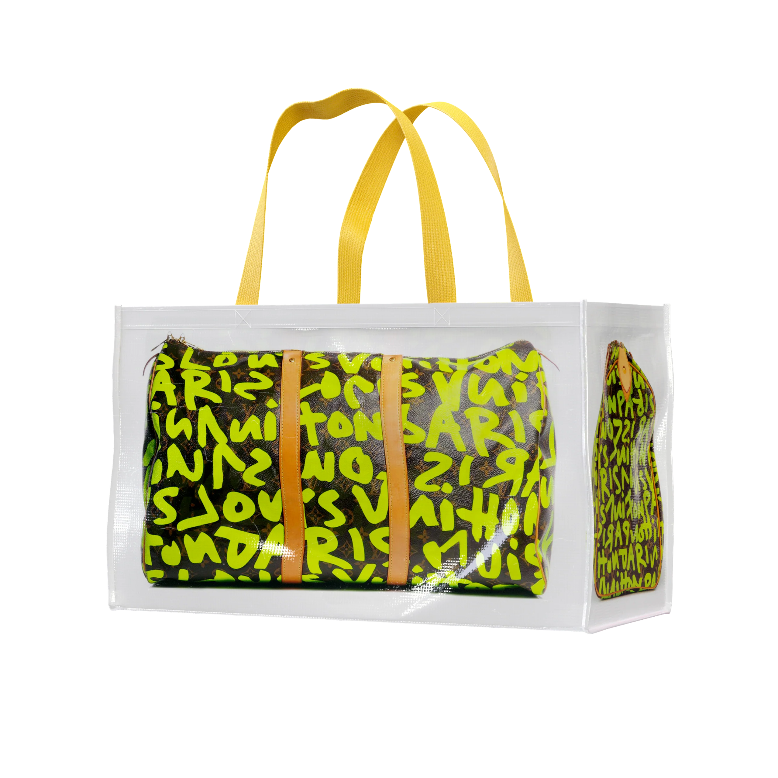 TITA ELVIE DUFFLE GROCERY BAG, BROWN CANVAS, LARGE