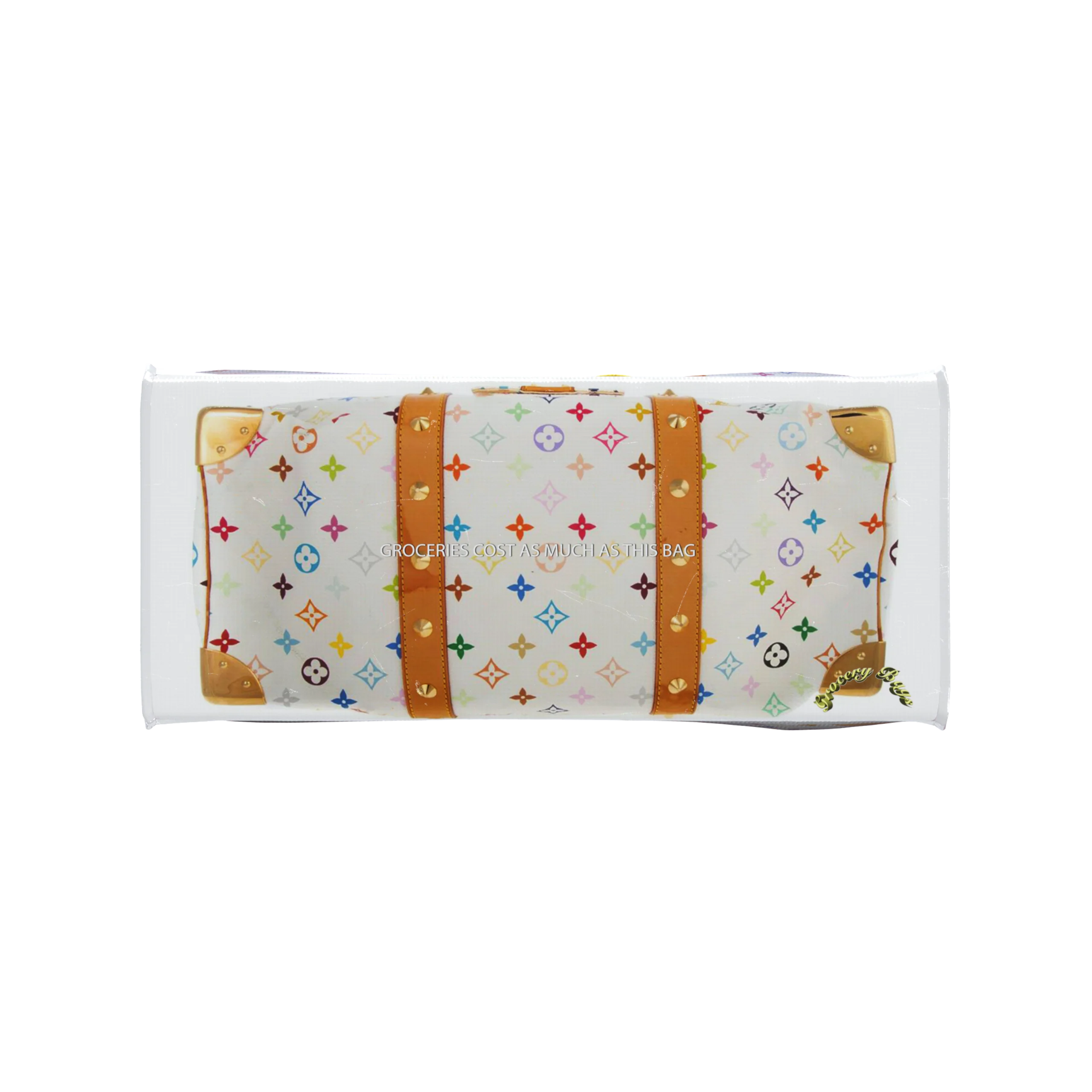 TITA ELVIE DUFFLE GROCERY BAG, BROWN CANVAS, LARGE