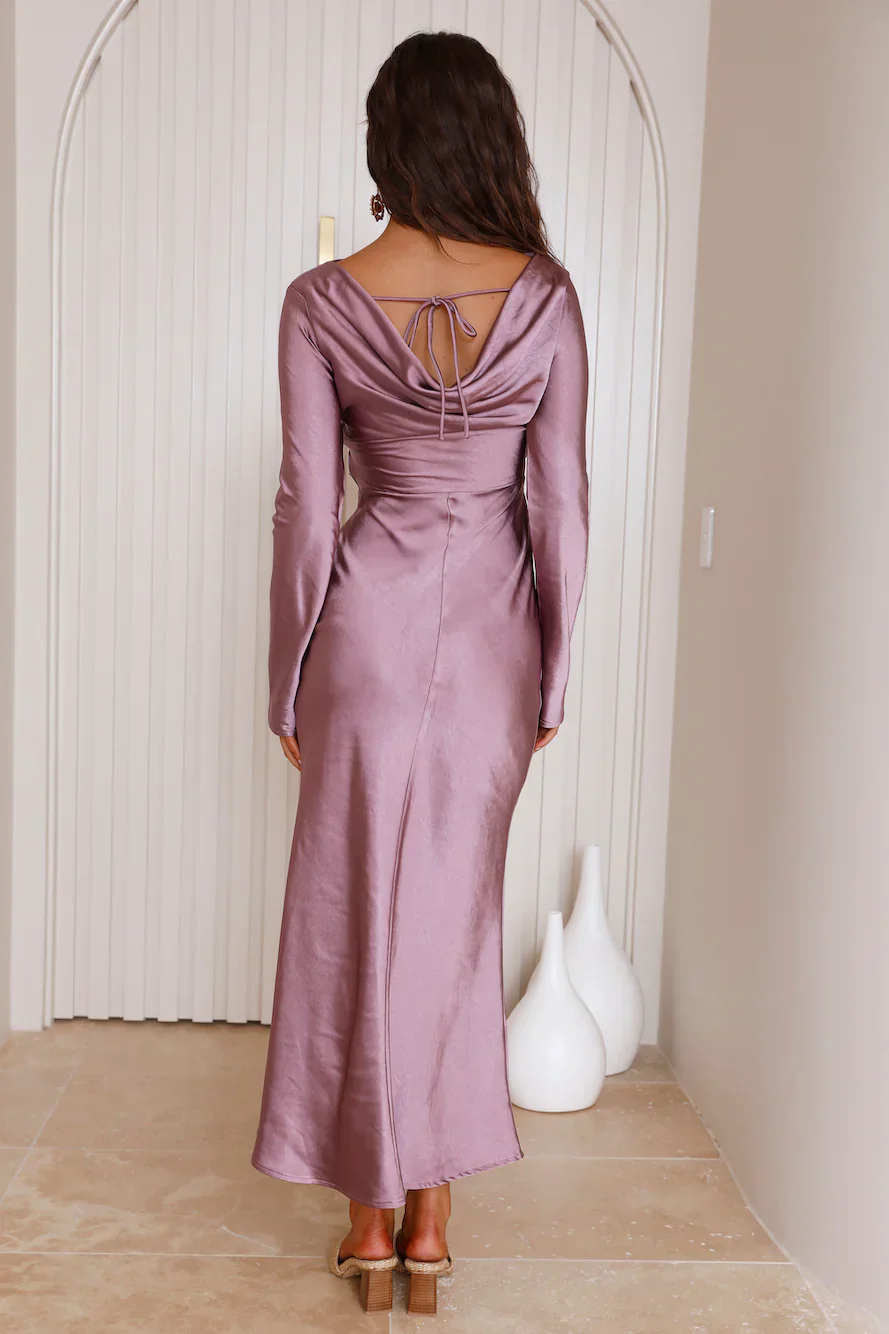 Forget Me Not Satin Maxi Dress Purple