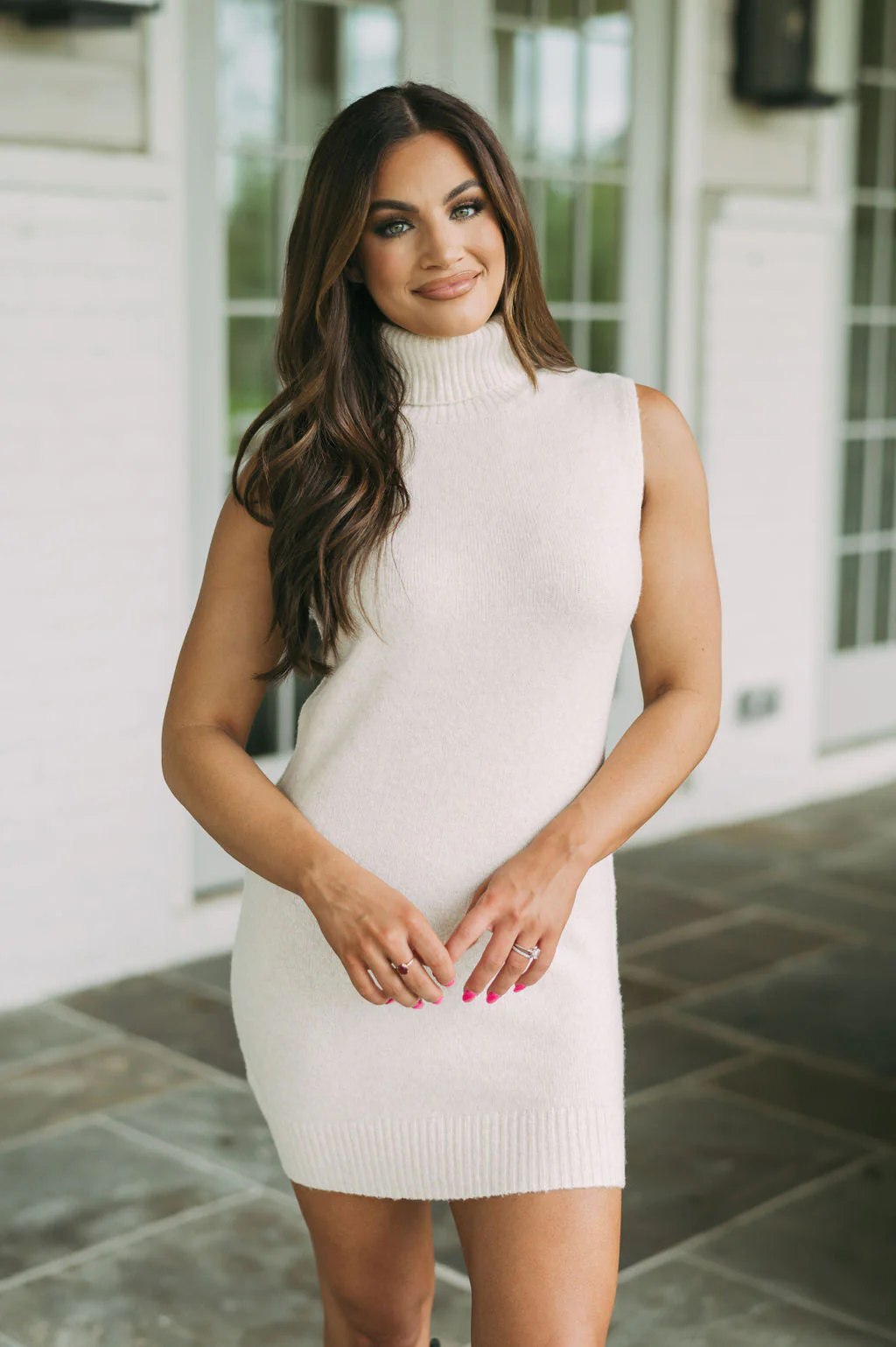 Rebecca Sleeveless Sweater Dress Cream