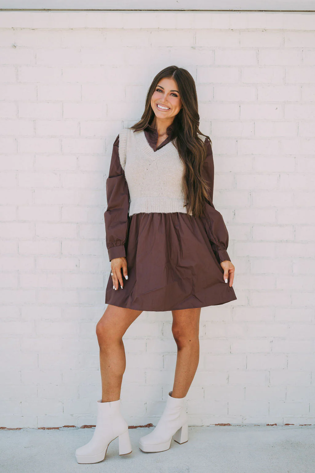 Sweater Vest Dress Chocolate