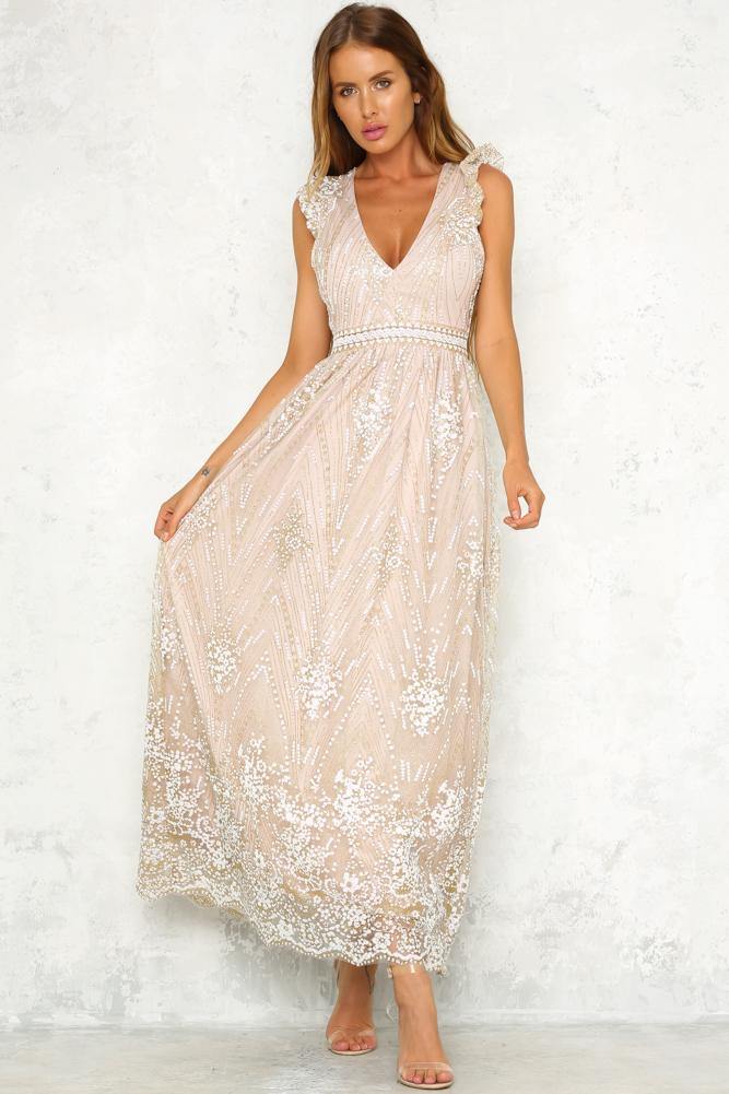 Glitter Trail Maxi Dress Bronze