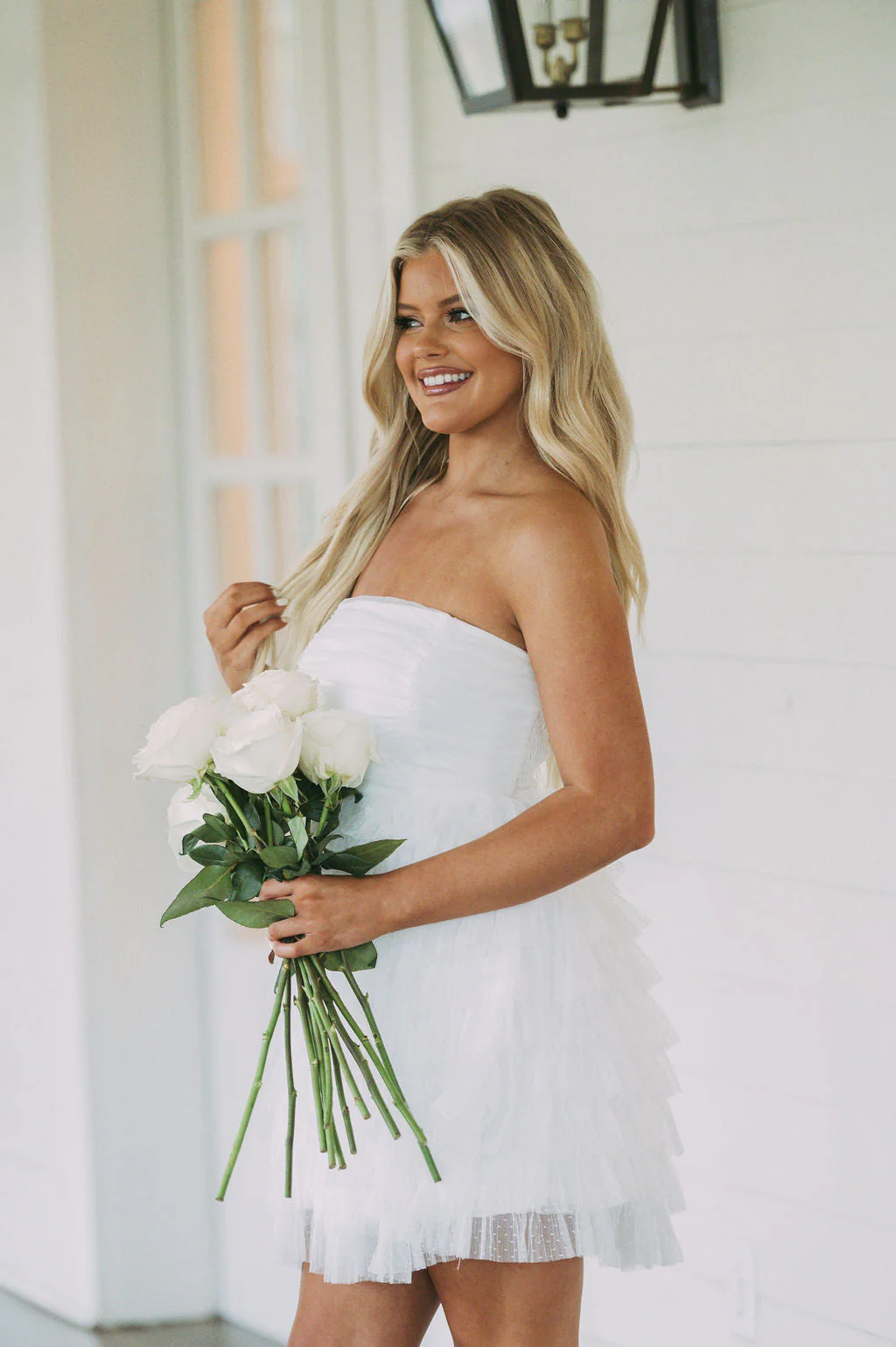 Strapless Dotted Mesh Dress