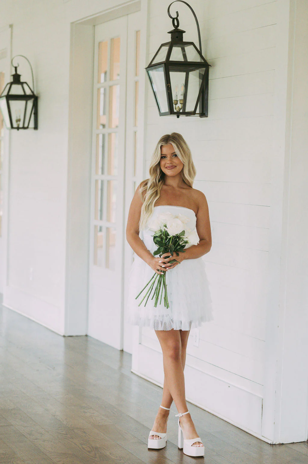 Strapless Dotted Mesh Dress