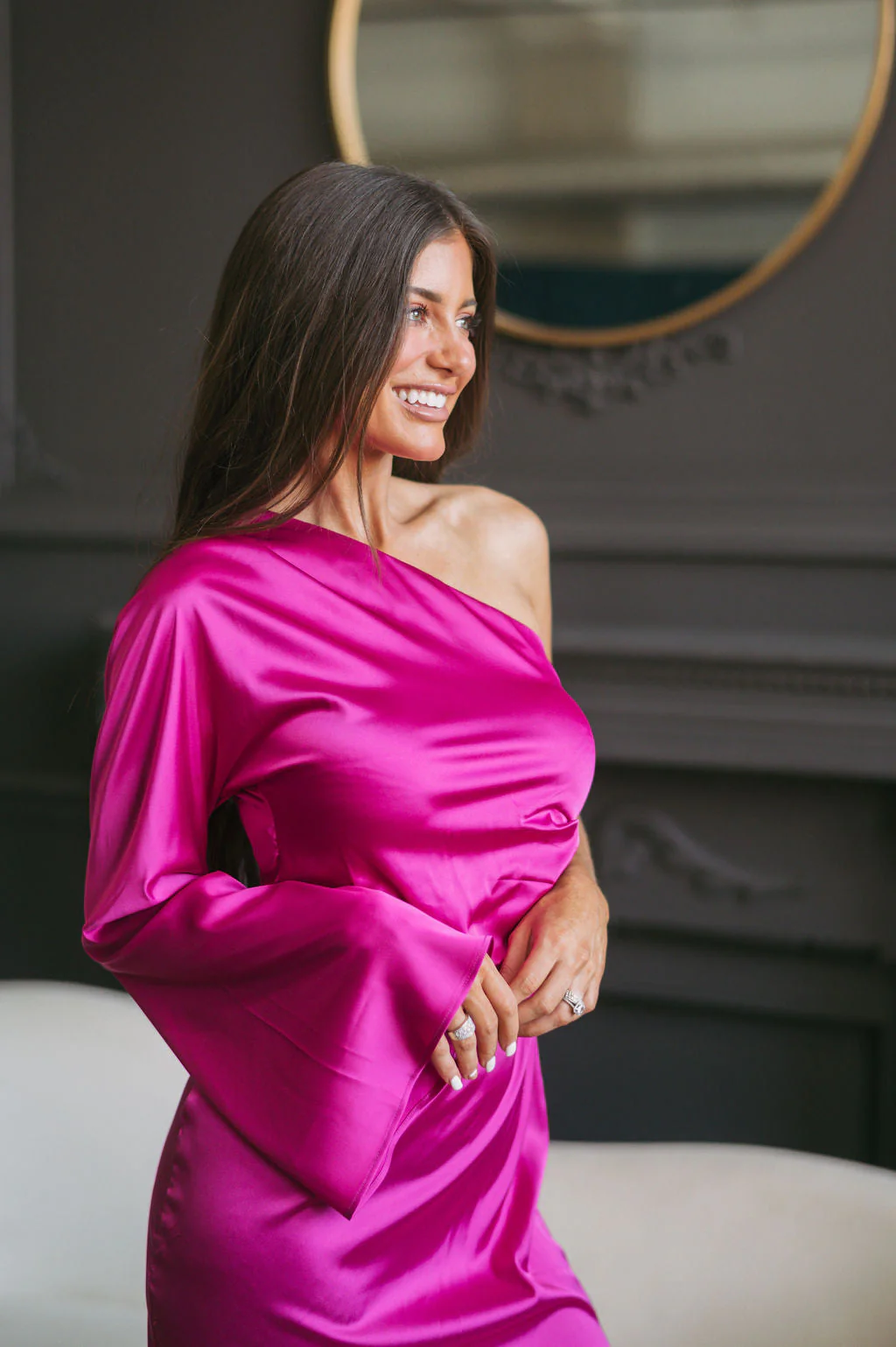 Melanie Satin Midi Dress Berry