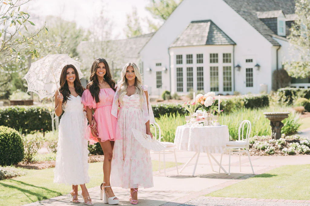 Rosie Shoulder Tie Midi DressPink