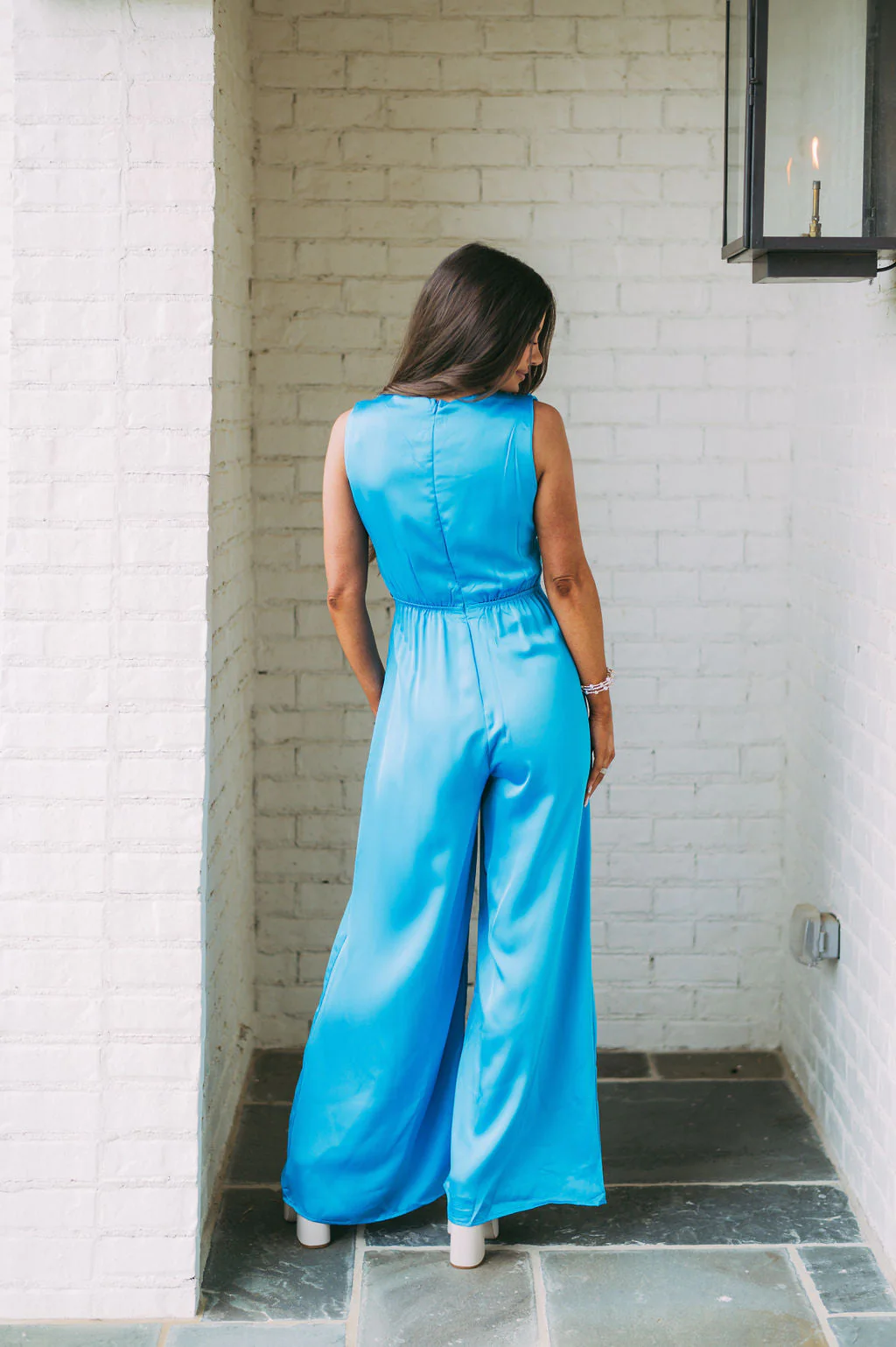 Satin V-Neck Jumpsuit