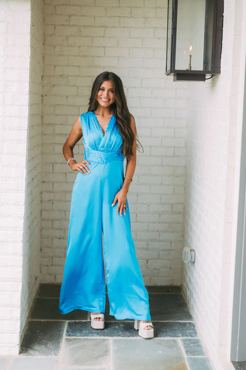 Satin V-Neck Jumpsuit