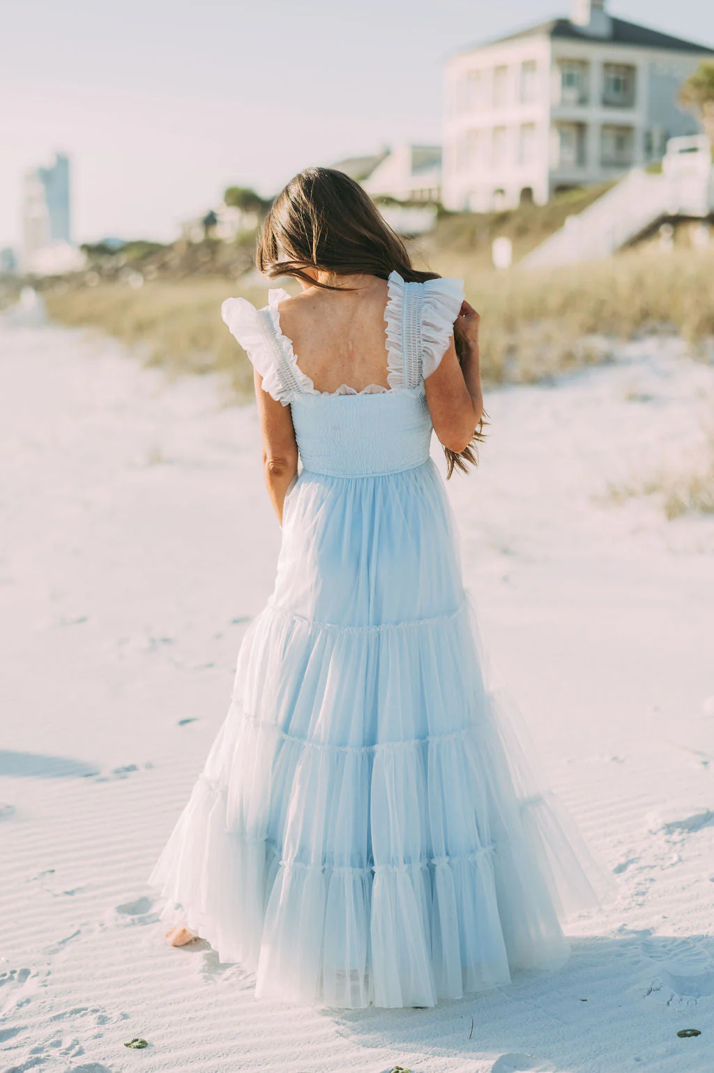 Meleah Tulle Maxi Dress-Light Blue