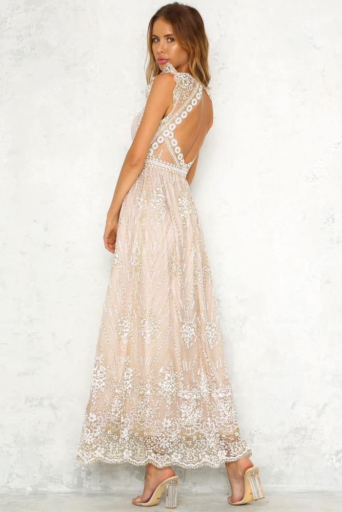 Glitter Trail Maxi Dress Bronze