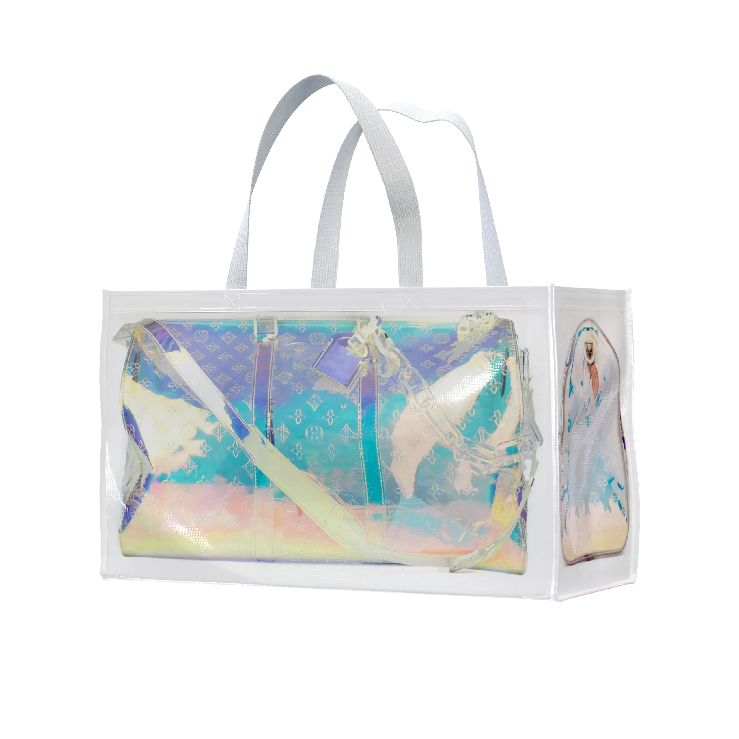 TITA ELVIE DUFFLE GROCERY BAG, BROWN CANVAS, LARGE