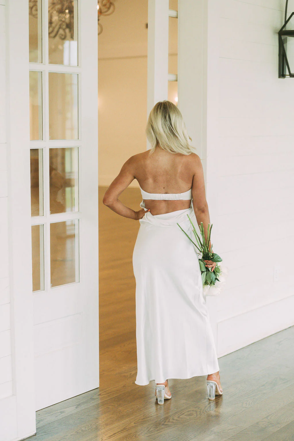 Rhinestone Embellished Sweetheart DressIvory