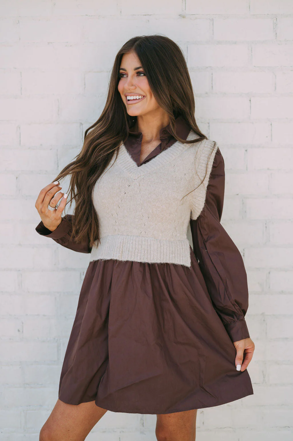 Sweater Vest Dress Chocolate