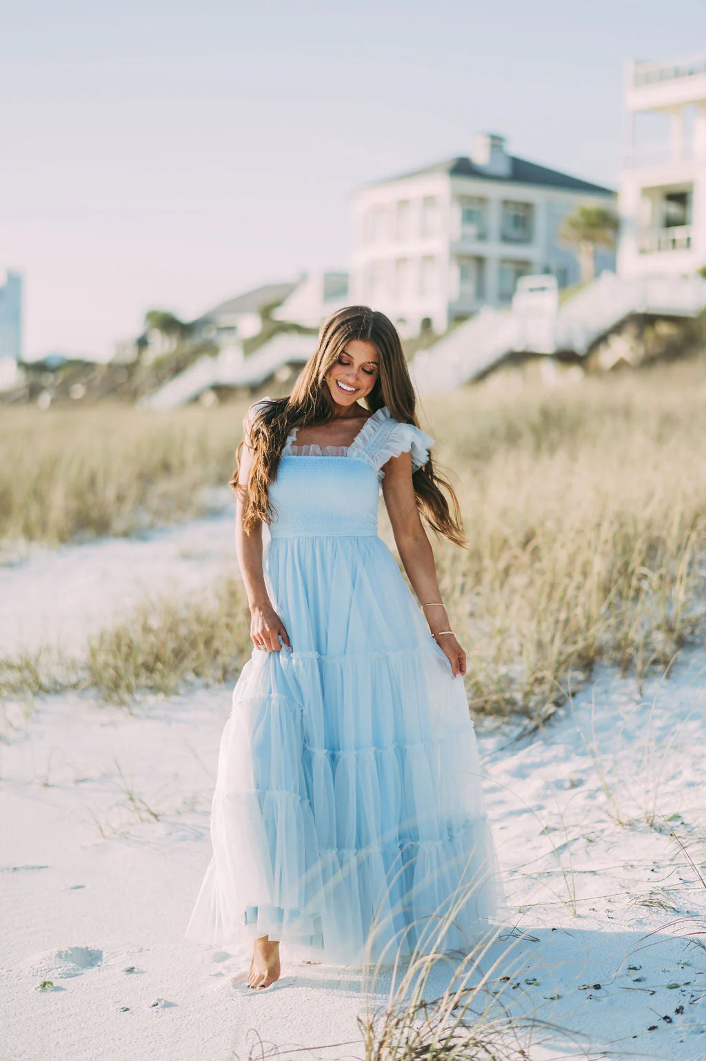 Meleah Tulle Maxi Dress-Light Blue