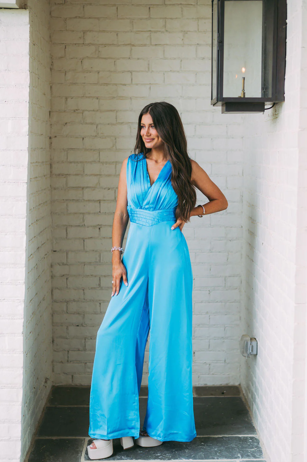 Satin V-Neck Jumpsuit