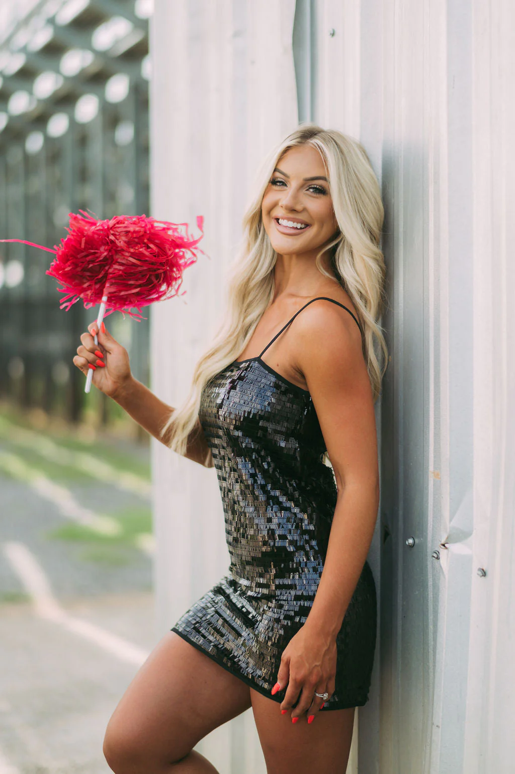 Statement Sequin Mini Dress-Black