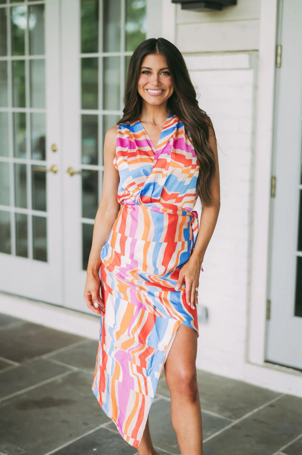Vibrant Printed Wrap Dress