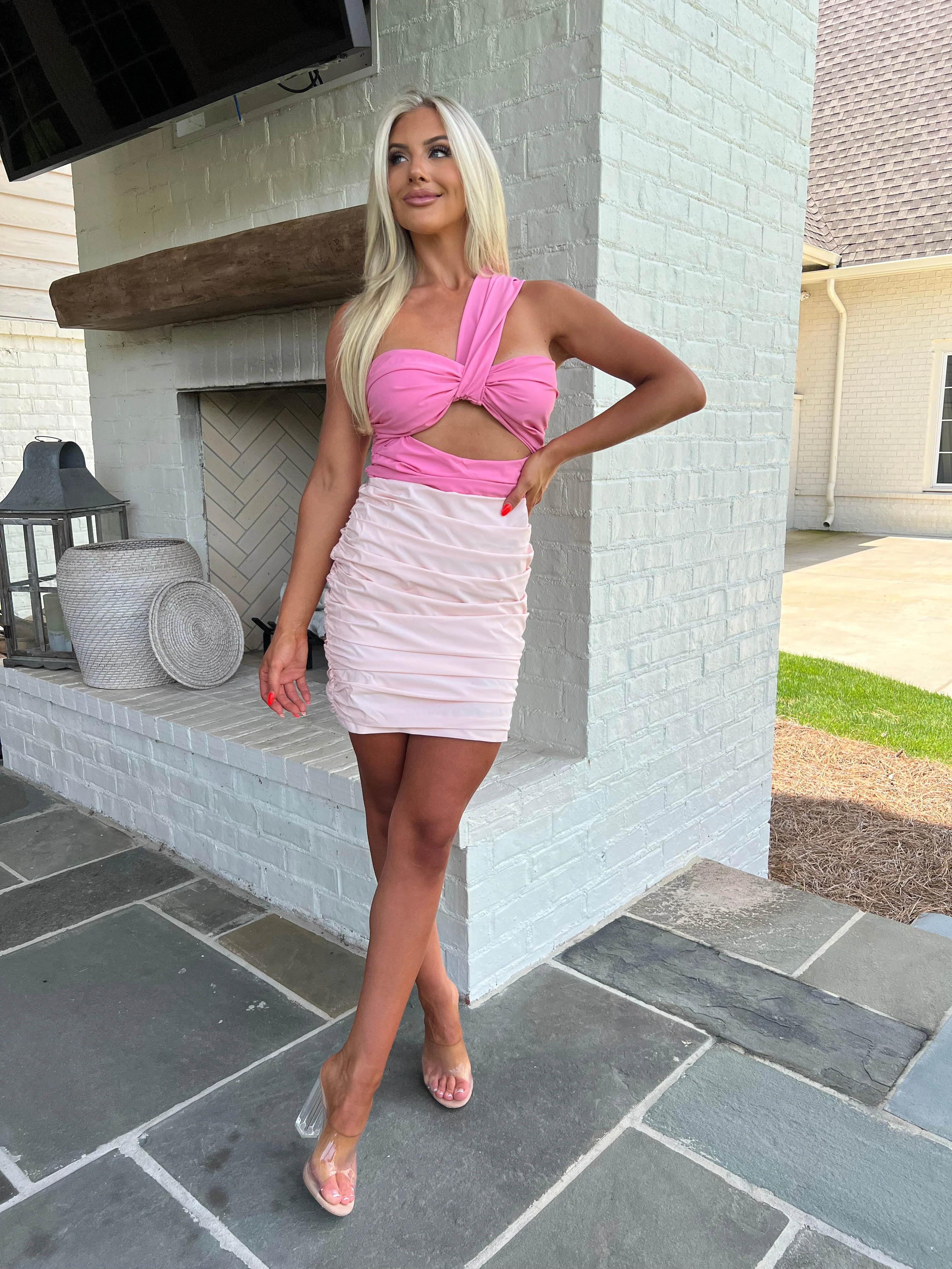 Torie Two Toned Dress Pink/Blush