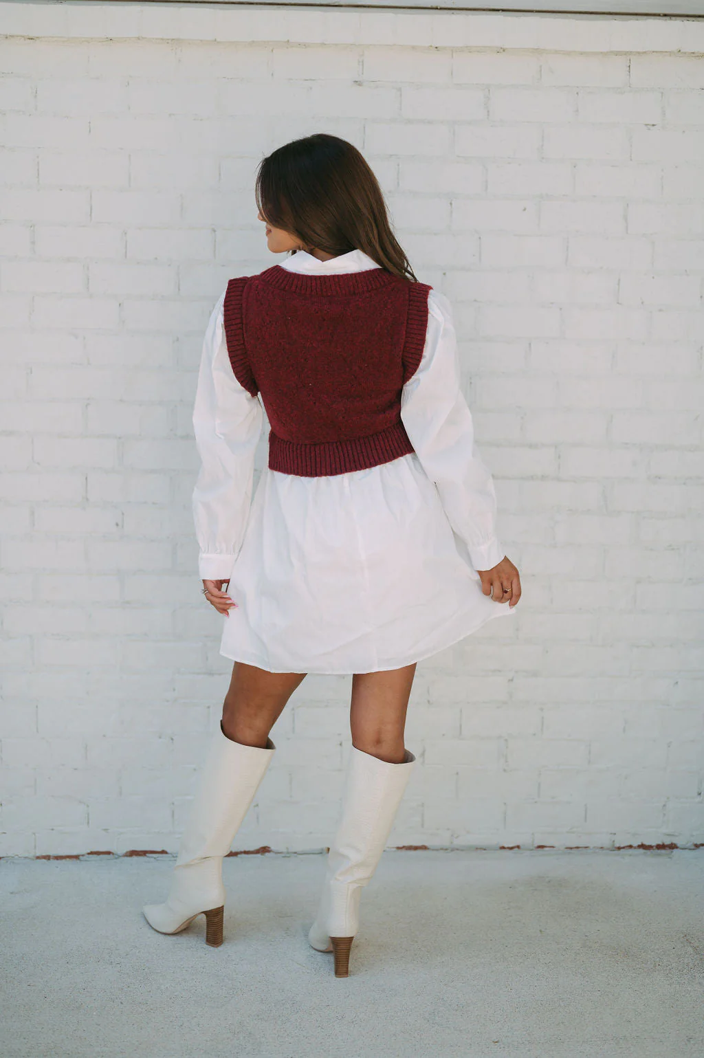 Sweater Vest Dress Burgundy