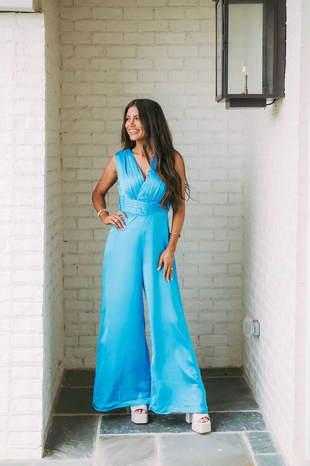 Satin V-Neck Jumpsuit