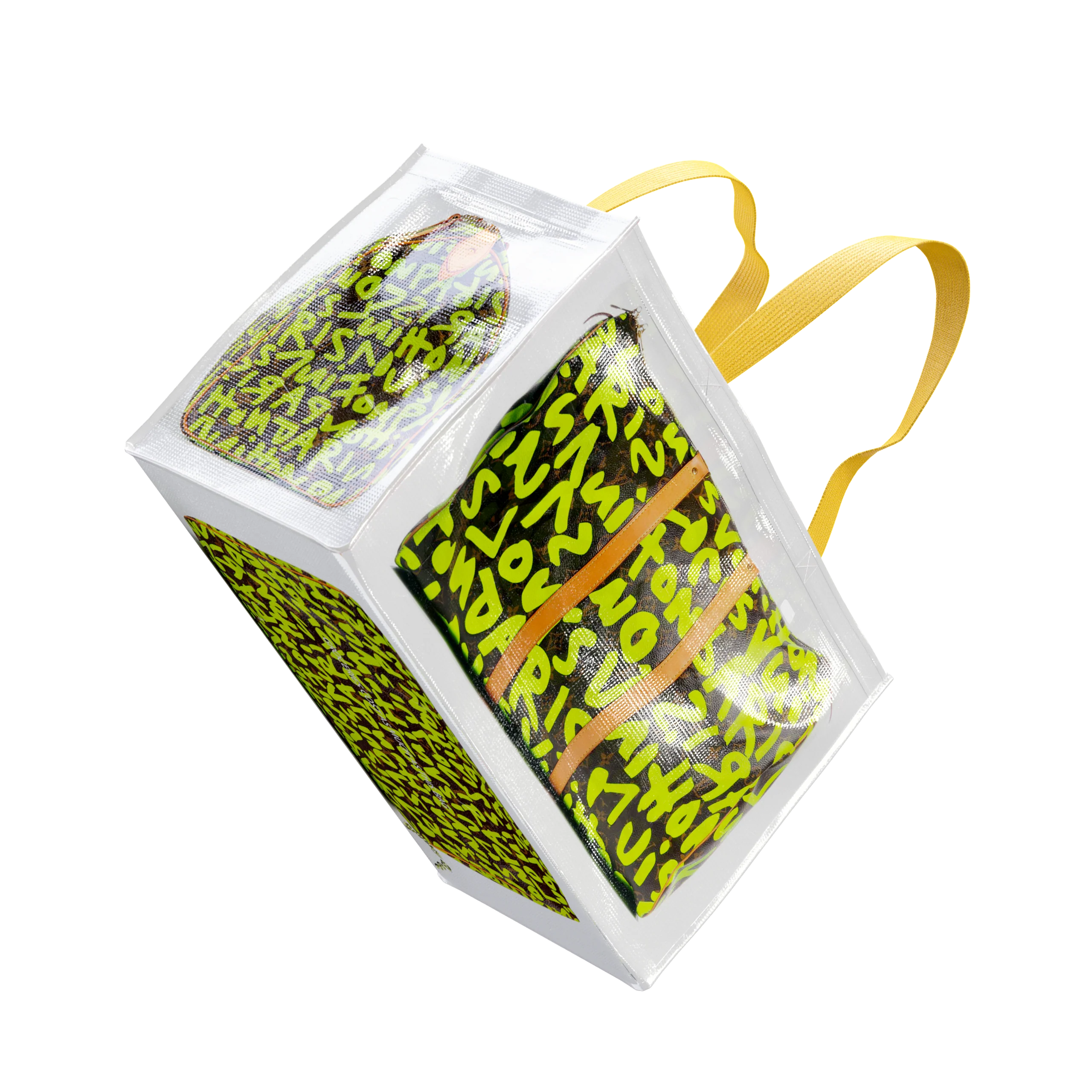 TITA ELVIE DUFFLE GROCERY BAG, BROWN CANVAS, LARGE