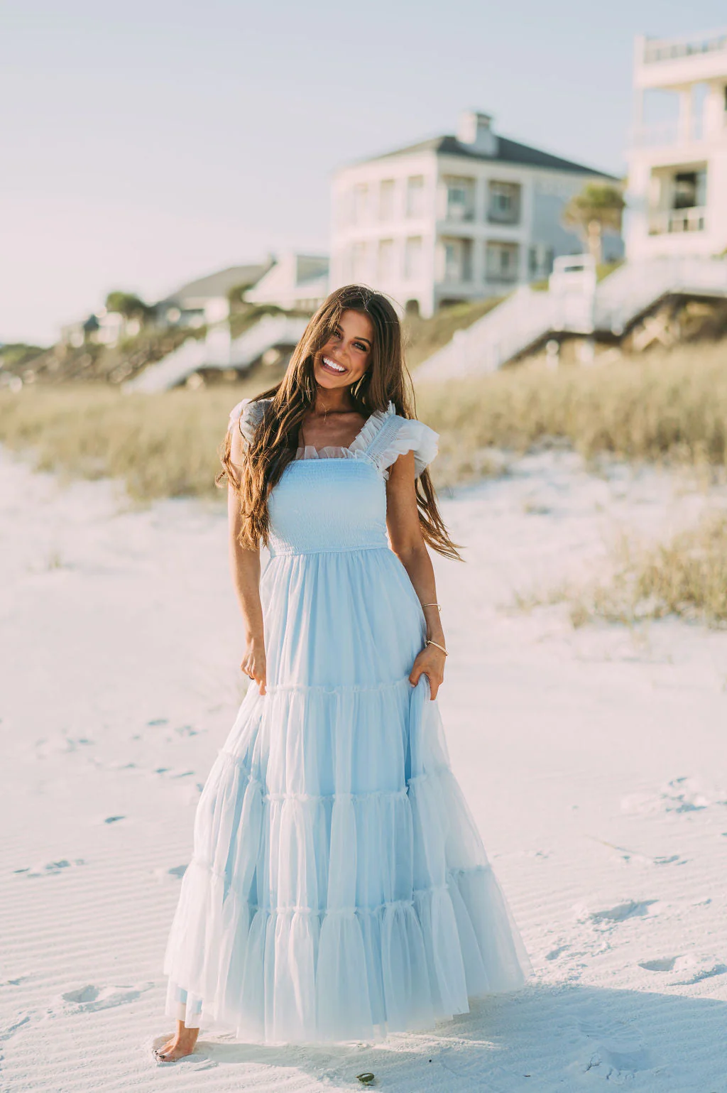Meleah Tulle Maxi Dress-Light Blue