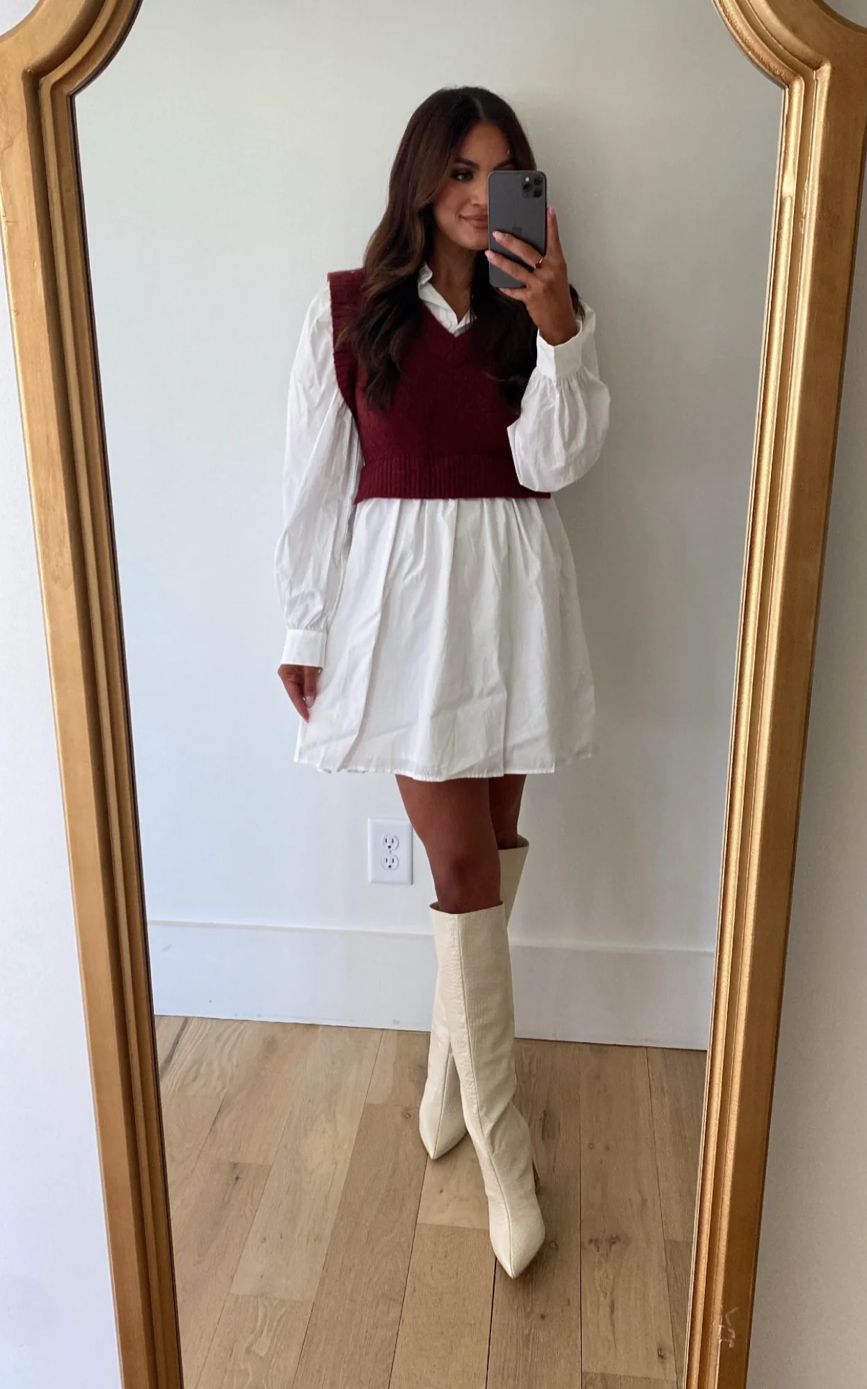 Sweater Vest Dress Burgundy
