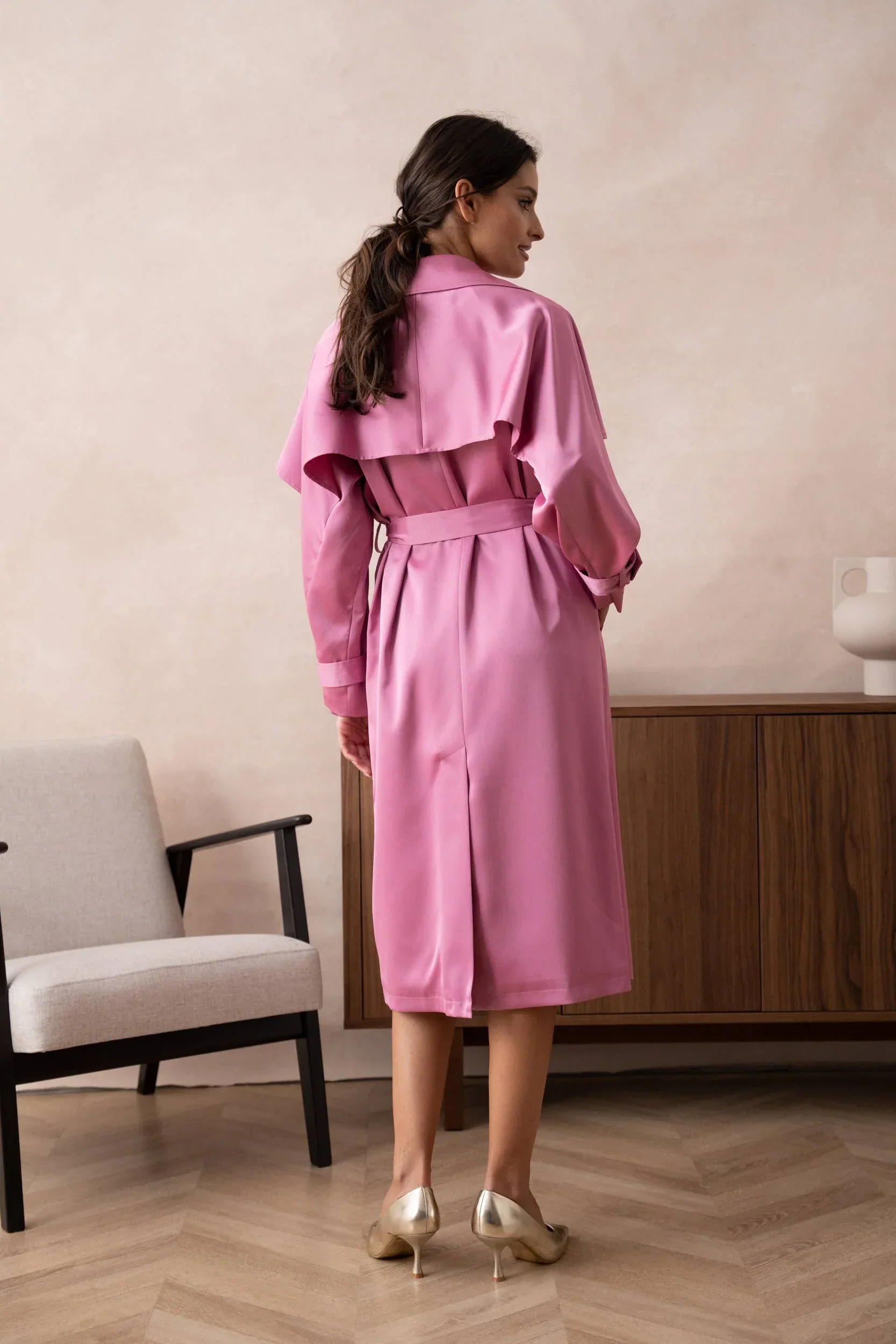 Azalea Satin Trench Coat