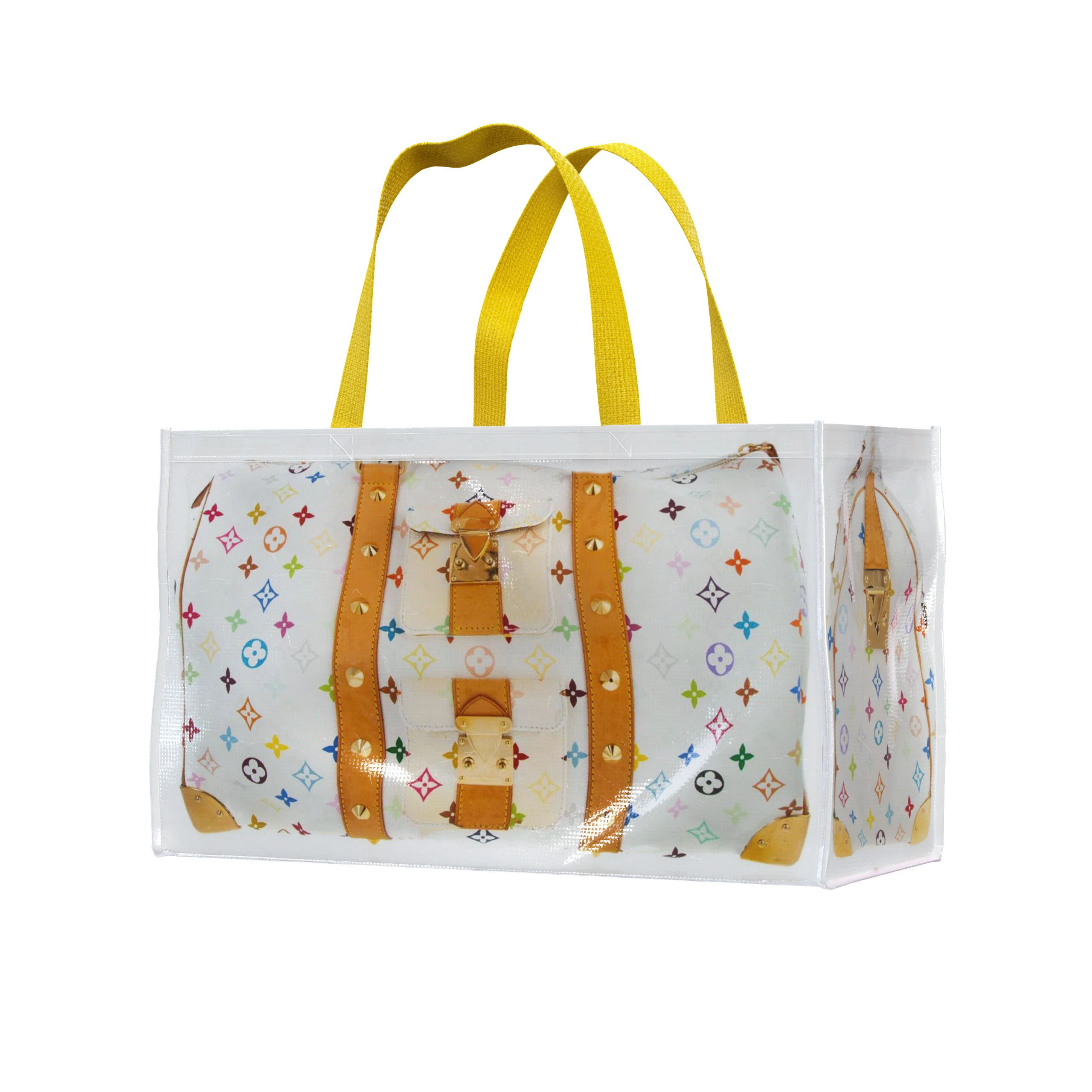 TITA ELVIE DUFFLE GROCERY BAG, BROWN CANVAS, LARGE