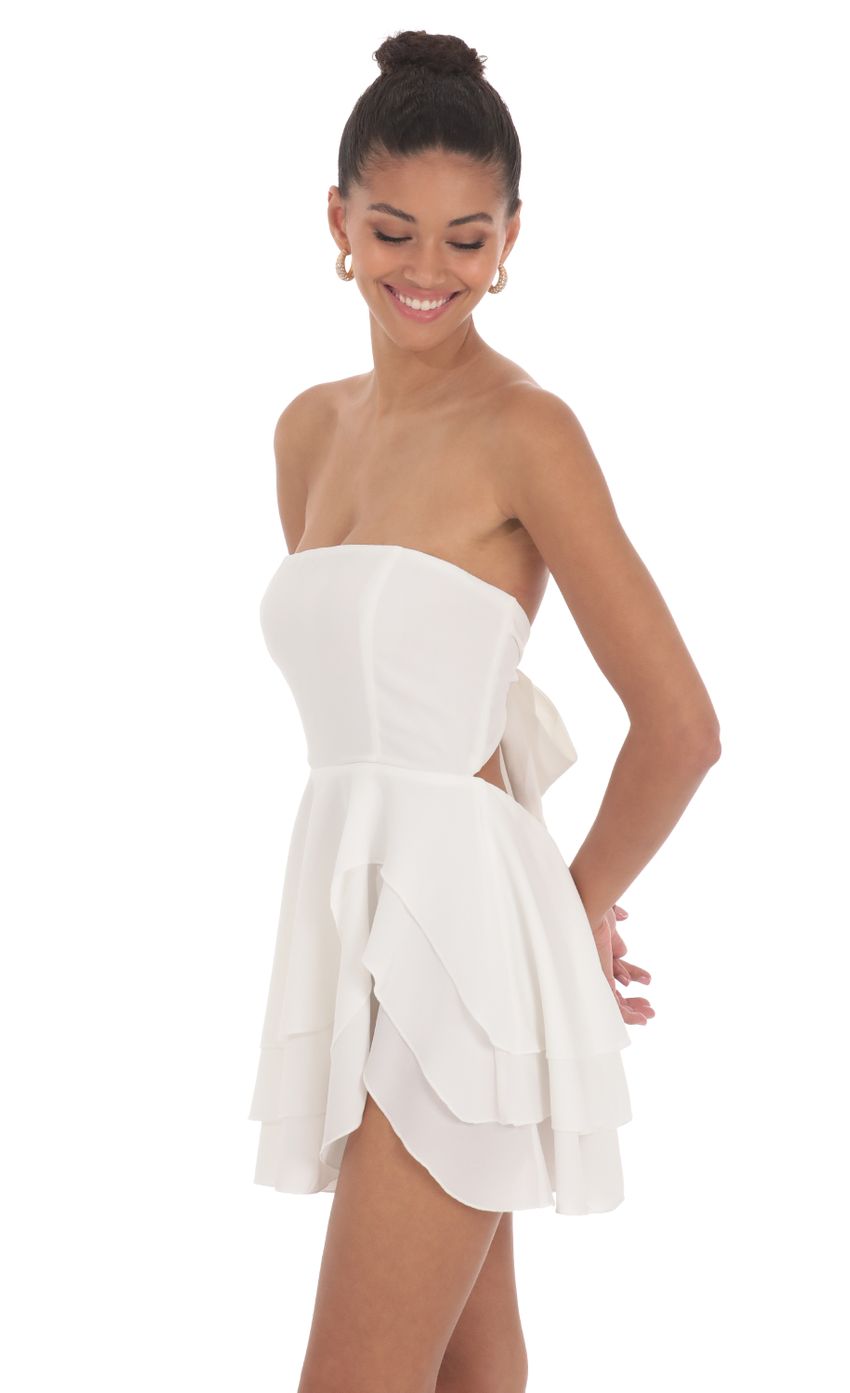 Strapless Asymmetrical Dress in White