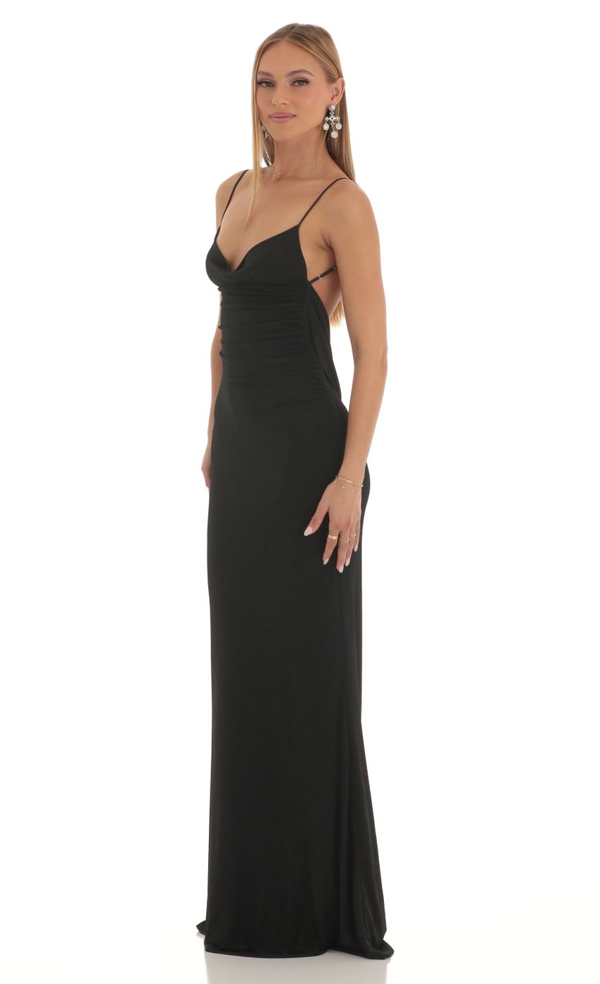 Lace Open Back Maxi Dress in Black