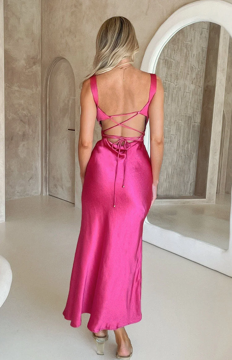 Anastasia Hot Pink Midi Dress