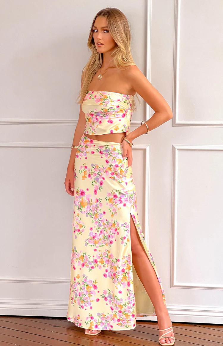 Genevieve Yellow Bloom Maxi Skirt