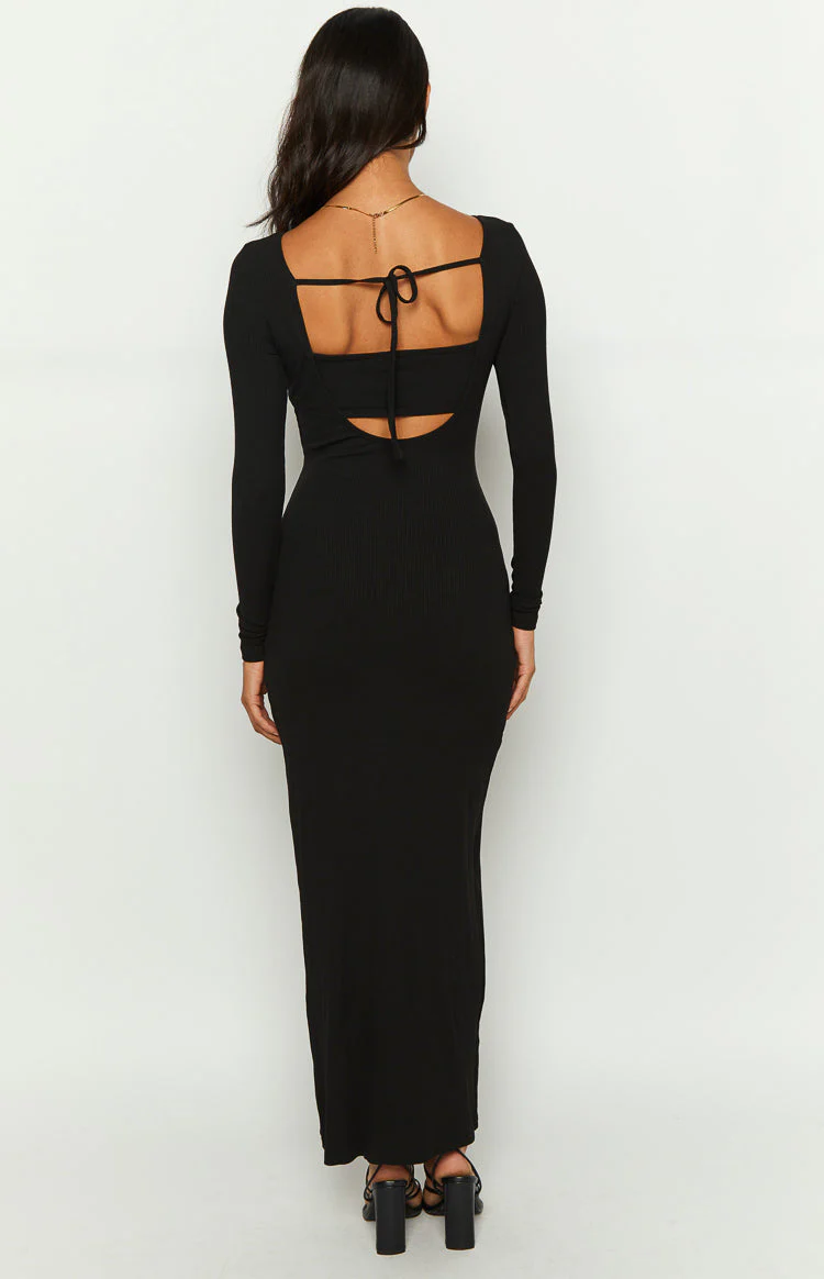 Romilly Black Long Sleeve Maxi Dress