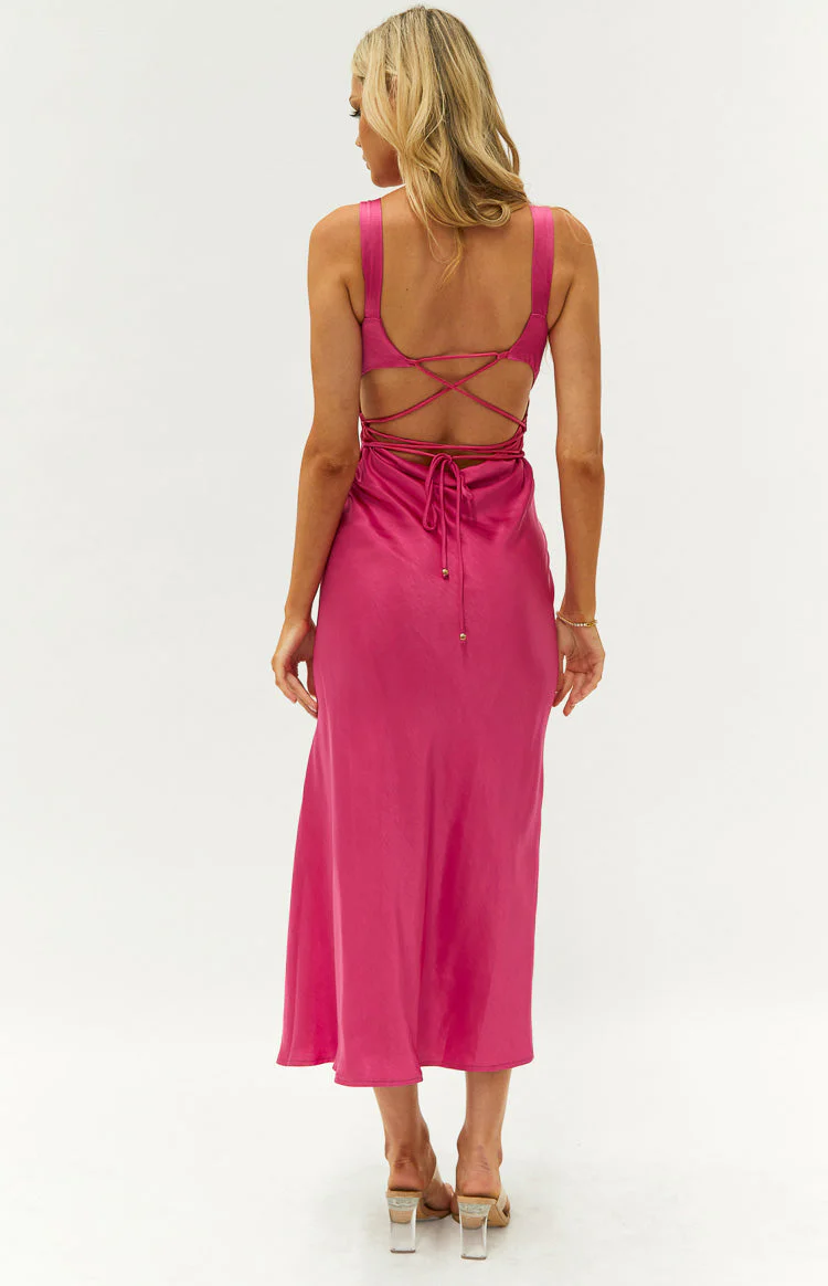 Anastasia Hot Pink Midi Dress