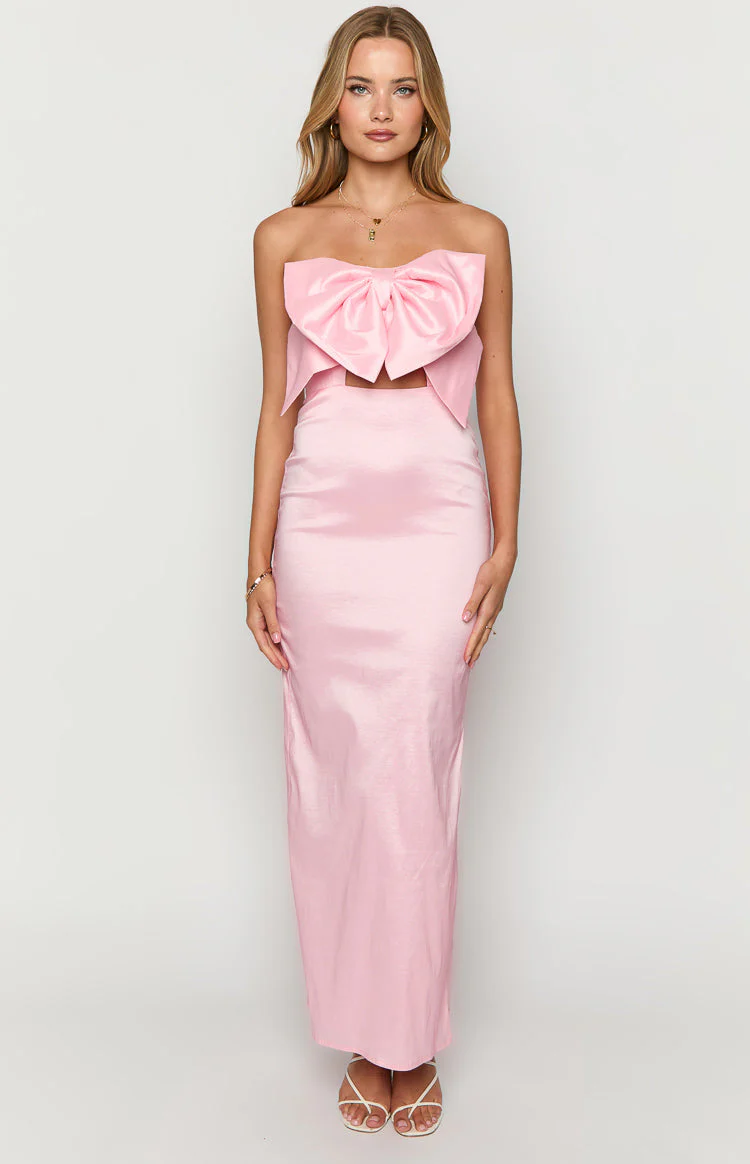 Viar Pink Bow Maxi Dress