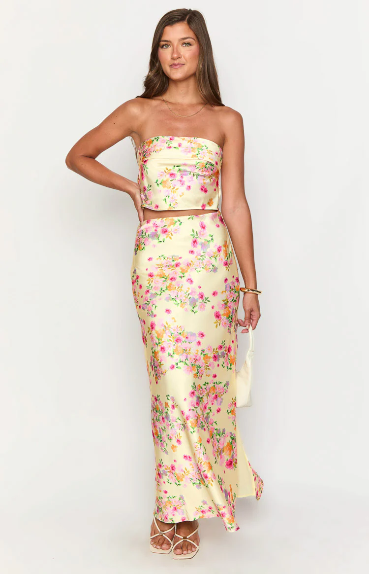 Genevieve Yellow Bloom Maxi Skirt