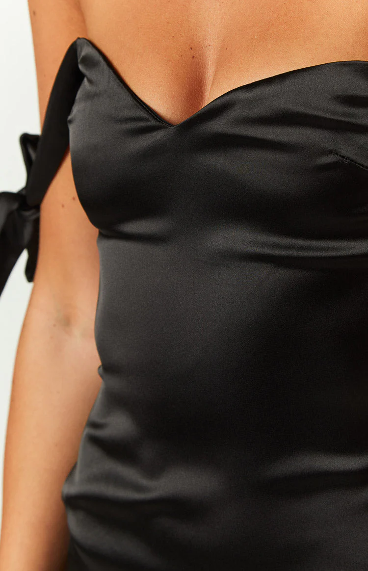 Sheridan Black Satin Maxi Dress