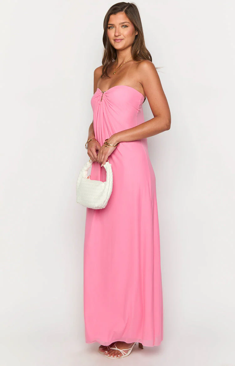 Brynner Pink Strapless Maxi Dress