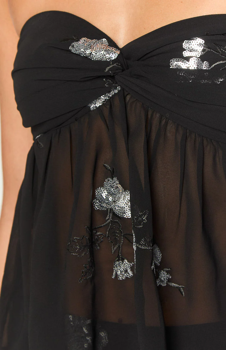 Shyla Black Strapless Top