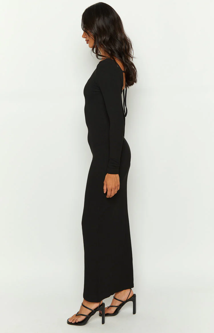 Romilly Black Long Sleeve Maxi Dress